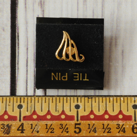 vintage gold tone art tie pin tack mens - Picture 6 of 8